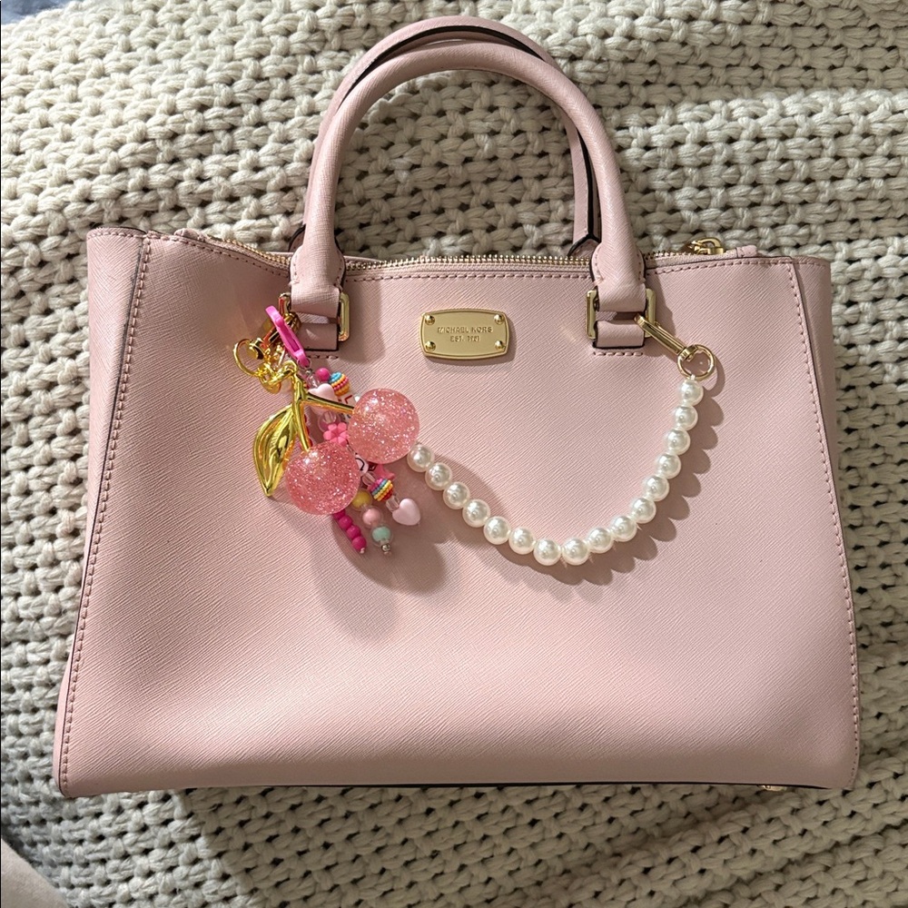 Michael Kors Light Pink Satchel with Gold Accents